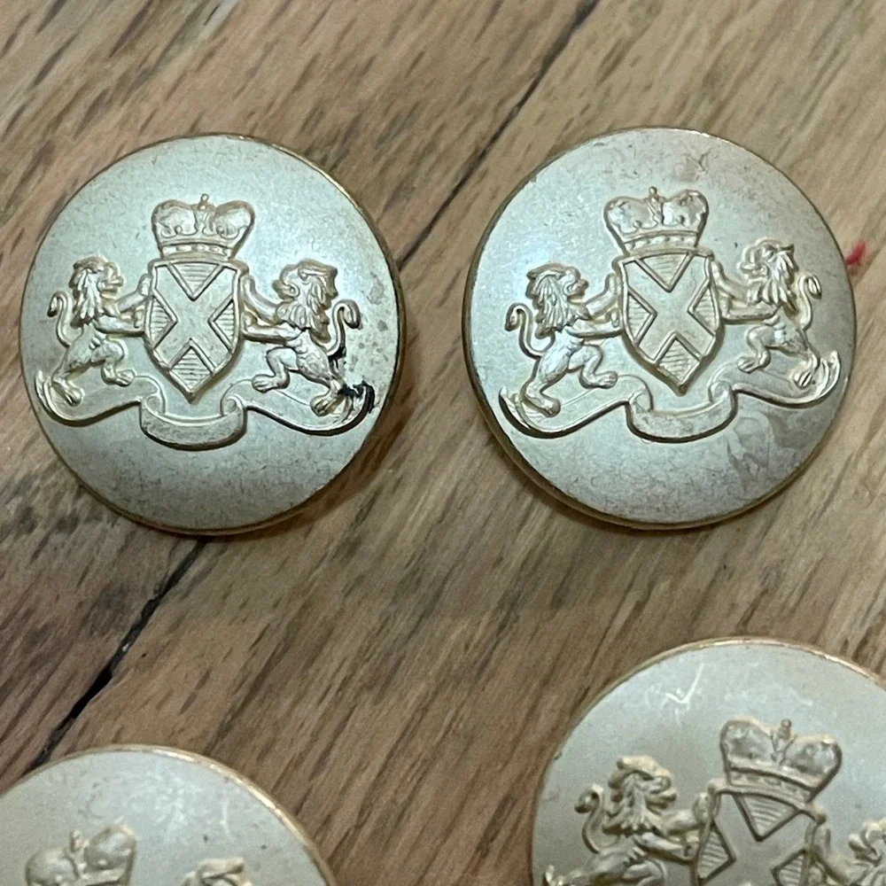 VTG Brooks Brothers Gold Crest Buttons Full Set‎ Lion Crown Military Replacement